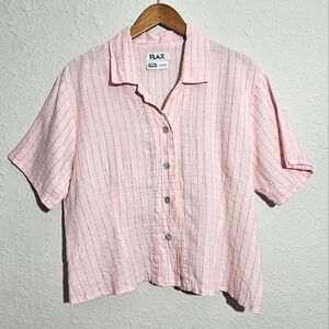 Flax Pink Striped Button Down Shirt